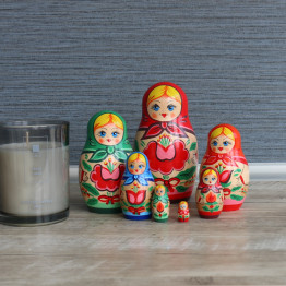 Russian Nesting Dolls for Adults Set 7 pcs Hand Painted with Flower Decorations