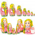 Pink Nesting Dolls Set 7 pcs - Unique Russian Matryoshka Dolls - Cute Russian Dolls