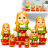 Matryoshka Doll in Slavic Traditional Dress with Ornaments Set of 7 pcs