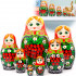  Russian Doll in Sarafan Dress with Rowan Branches and Chamomile Flowers Set of 7 pcs