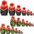 Nesting Dolls with Red Head Scarf and Strawberry Dress Set of 7 pcs