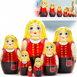 Handmade Matryoshka Nesting Dolls in Finnish Traditional Costume Munsala Set of 7 pcs