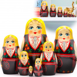 AEVVV Russian Nesting Dolls Set of 7 Pcs – Matryoshka Figures in Norwegian Folk Costume Bunad