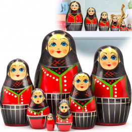 Wooden Matryoshka in Danish National Costume (Set of 7 Pieces)