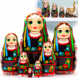 Nesting Dolls in Ukrainian Vyshyvanka for Women Set of 7 pcs