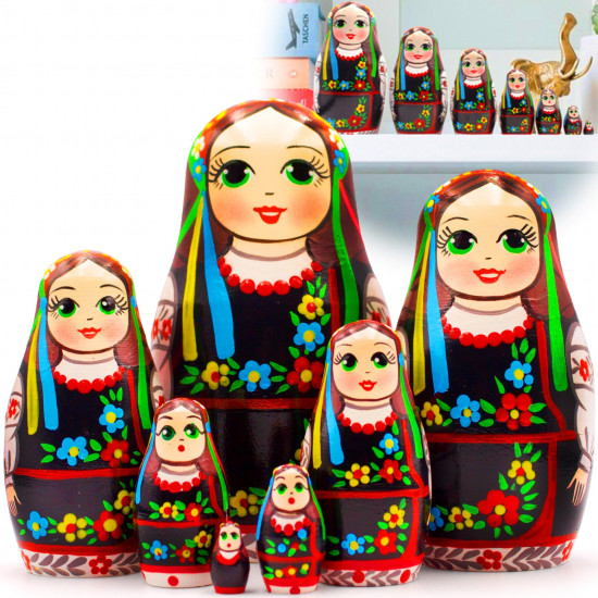 Nesting Dolls in Ukrainian Vyshyvanka for Women Set of 7 pcs