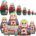 Matryoshka Doll in Belarussian Folk Costume with Ornament - Russian Nesting Dolls Set of 7 pcs