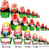 Belarusian matryoshka with blue cornflowers in folk dress with ornament set of 7 pieces