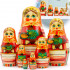 Matryoshka Nesting Dolls in Orange Dress and Head Scarf with Hazelnuts 7 Pcs