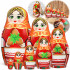 Matryoshka Nesting Dolls in Orange Dress and Head Scarf with Hazelnuts 7 Pcs