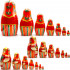 Matryoshka Nesting Dolls in Orange Dress and Head Scarf with Hazelnuts 7 Pcs