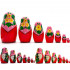 Russian Doll in Pink Head Scarf and Sarafan Dress with Hand Painted Strawberry Decorations 7 pcs