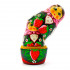 Russian Doll in Pink Head Scarf and Sarafan Dress with Hand Painted Strawberry Decorations 7 pcs