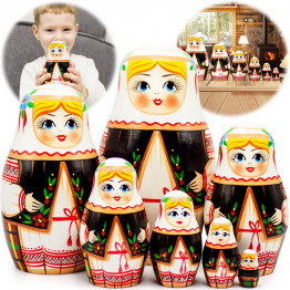 Belarusian Nesting Dolls Set of 7 pcs - Matryoshka Dolls in Belarusian Dress Vyshyvanka