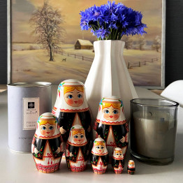 Belarusian Nesting Dolls Set of 7 pcs - Matryoshka Dolls in Belarusian Dress Vyshyvanka