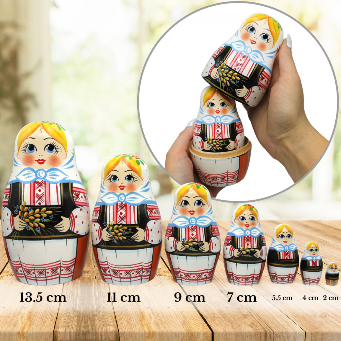 Polish Nesting Dolls Set 5 Pcs Hand Painted Wooden