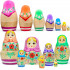 Matryoshka Dolls with Traditional Painting Set 7 pcs - Hand Crafted Russian Dolls with Flower Decorations