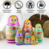 Matryoshka Dolls with Traditional Painting Set 7 pcs - Hand Crafted Russian Dolls with Flower Decorations