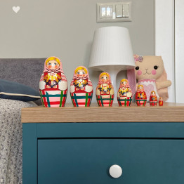 Matryoshka Doll in Belarussian Traditional Dress with Ornament Set of 7 pcs