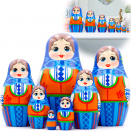 Russian Nesting Dolls in Dirndl Dresses Women Set of 7 pcs - Matryoshka Nesting Dolls in German Dirndl Dress for Women