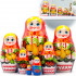 Nesting Dolls in Sarafan Dress with Folk Ornaments and Apples, Pears and Red Currant Set of 7 pcs