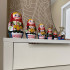 Nesting Dolls in Sarafan Dress with Folk Ornaments and Apples, Pears and Red Currant Set of 7 pcs