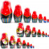 Nesting Dolls in Sarafan Dress with Folk Ornaments and Apples, Pears and Red Currant Set of 7 pcs