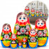 Matryoshka Doll in Red Head Kerchief and Daisy Flowers - Set of 7 pc