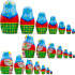 Matryoshka Doll in Belarussian Traditional Dress Set of 7 pcs - Russian Doll with Cornflowers, Spikelets and Chamomile Flowers