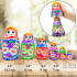Russian Dolls in Rainbow Sarafan Dress with Meadow Flowers Set of 7 pcs