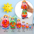 Wooden Nesting Doll with Lilies and Bells with Folk Patterns, 7 in 1