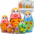 Matryoshka with a bouquet of yellow gerberas