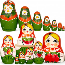  Handmade Wooden Dolls with Fruits for Summer Decor Set 7 pcs