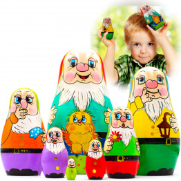 Matryoshka «Seven Dwarfs», Set of 7 pcs  - Hand Painted Dwarfs Nesting Dolls