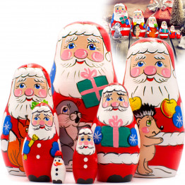 Wooden Christmas Nesting Dolls Set of 7 Pcs