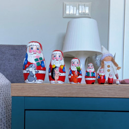 Wooden Christmas Nesting Dolls Set of 7 Pcs
