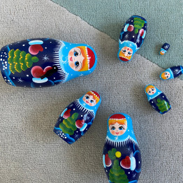 Snegurochka Nesting Dolls Set of 7 pcs - Matryoshka Doll with Snow Maiden Christmas Decorations