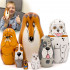 Wooden Nesting Dolls 7-Piece Dog Breeds Set Hand-Painted Natural Wood Montessori Animal Toy