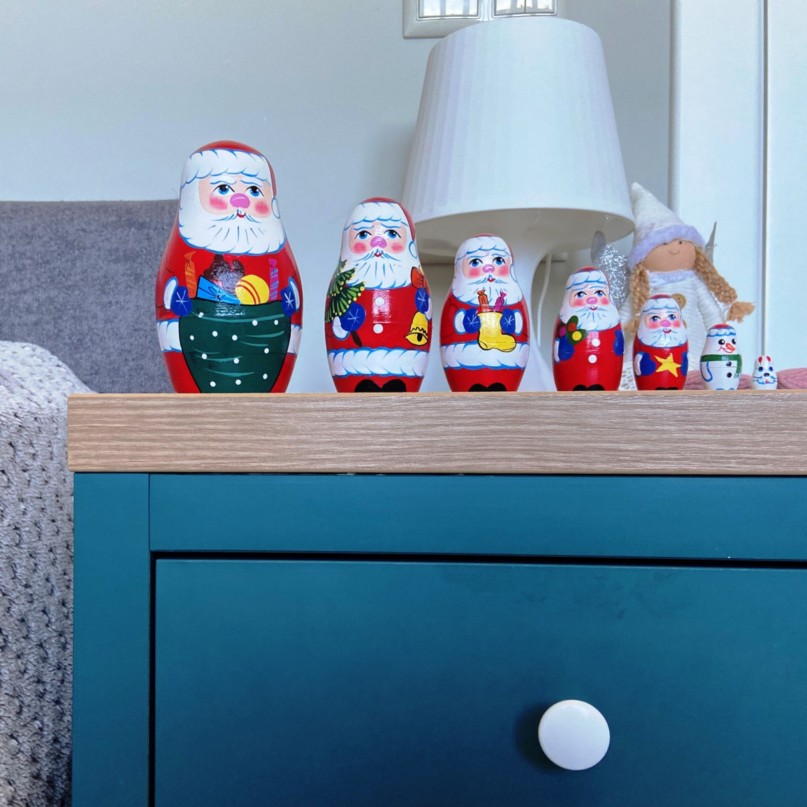 Wooden Santa Claus Figurine 7 Pcs – Handcrafted Christmas Gift Made of ...