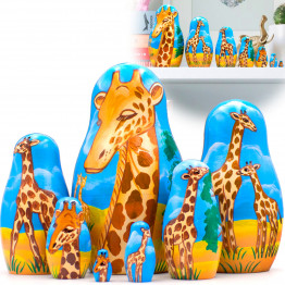 Giraffe Nesting Dolls Set of 7 pcs - Matryoshka Doll with Decorative Giraffe Figurines