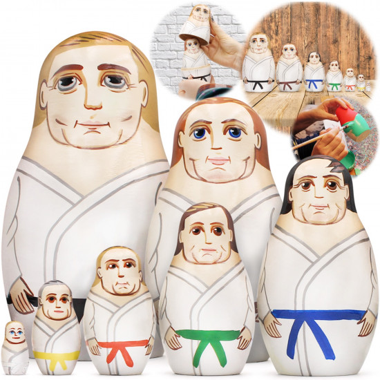 Martial Arts Nesting Dolls Set of 7 pcs - Karate Gifts - Taekwondo Gifts - Aikido Toys