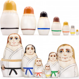 Martial Arts Nesting Dolls Set of 7 pcs - Karate Gifts - Taekwondo Gifts - Aikido Toys