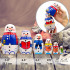 Wooden Nesting Dolls 7-Piece Snowman Set Hand-Painted Natural Wood Winter Montessori Toy