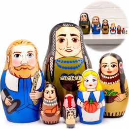 Happy Thanksgiving Russian Nesting Dolls Set of 7 pcs - Russian Dolls for Thanksgiving Decorations