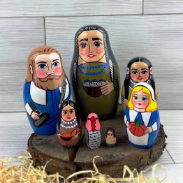 Happy Thanksgiving Russian Nesting Dolls Set of 7 pcs - Russian Dolls for Thanksgiving Decorations