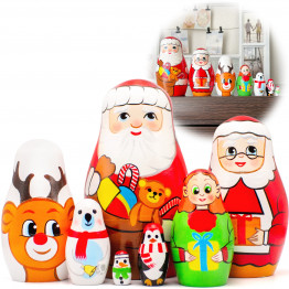 Christmas Nesting Dolls Set 7 pcs - Santa Claus Figurines
