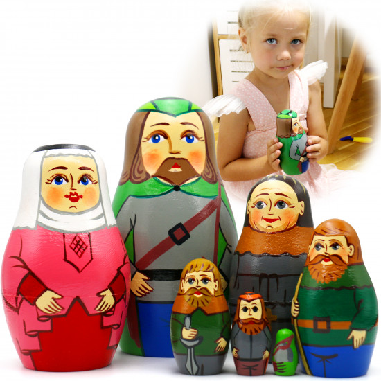 Matryoshka Dolls as Robin Hood Figurines Set 7 pcs