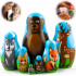 Wooden Nesting Dolls Forest Animals Set of 7 Pcs – Hand-Painted Eco Toy Made of Natural Wood 