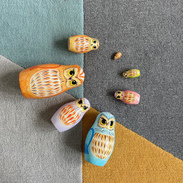 Owl Nesting Dolls Set of 7 pcs - Handcrafted Wooden Matryoshka