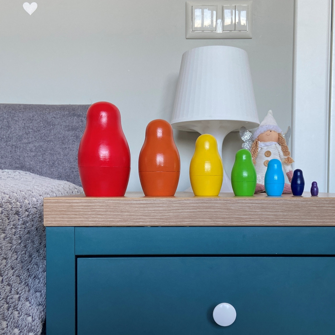 Rainbow Nesting Dolls Set for Preschoolers Handmade Wooden Toy 7 Pieces ...